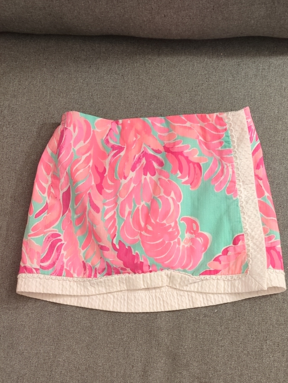 Lilly Pulitzer JOANNA Pink & Aqua Floral Wrap Skort with White Trim